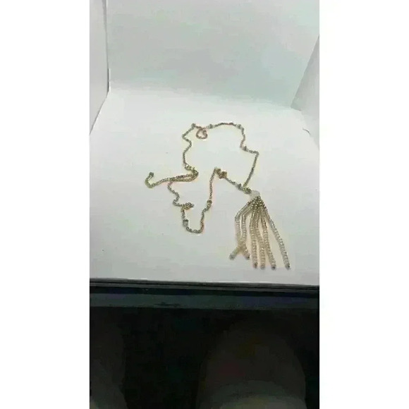 Golden 39 Inch Necklace With Tassel - Picture 1 of 4